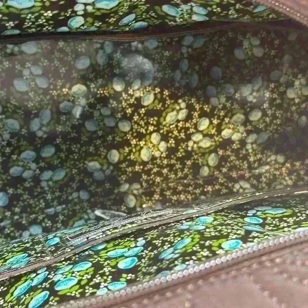 Vera Bradley Women's Cotton Diaper Bag Brown w/Plastic lined Flower Interior